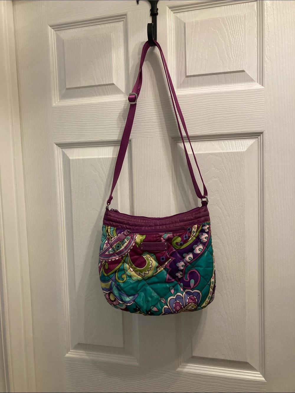 Quilted Purple & Teal puffer style Vera Bradley Crossbody Bag - EUC